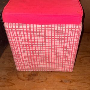 Pink and White Storage Ottoman
